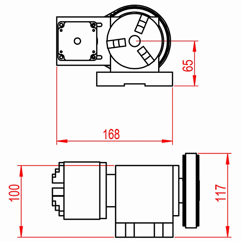 Diy CNC 4. Os Rotacijske Osi, Chuck 50 mm 65 mm 80 mm Dejavnosti Konjička za CNC 3020 3040 Usmerjevalnik Graverja Rezkalni Stroj Komplet
