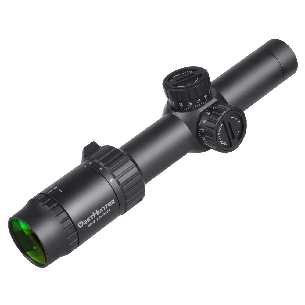 Lov Compact Obsega WestHunter HD-S 1.2-6X24 Taktično Riflescopes Mil Dot Reticle Optični Puška ScopesTurret Reset Zaklepanje Znamenitosti