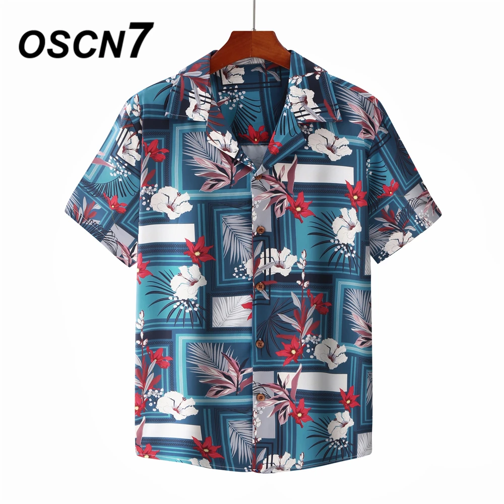 OSCN7 Priložnostne Tiskano Majico s Kratkimi rokavi Moški Ulica 2021 Havajih Plaži Oversize Ženske Modni Harujuku Srajce za Moške sss121