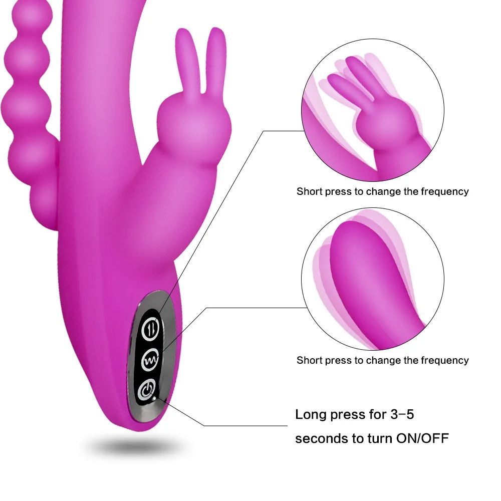 DUOAI 3-v-1 G-točko Zajec Analni Vibrator , Ženski Polnilna Klitoris Vagine Stimulator z 10 Vibracije Načini, Adult Sex Igrača