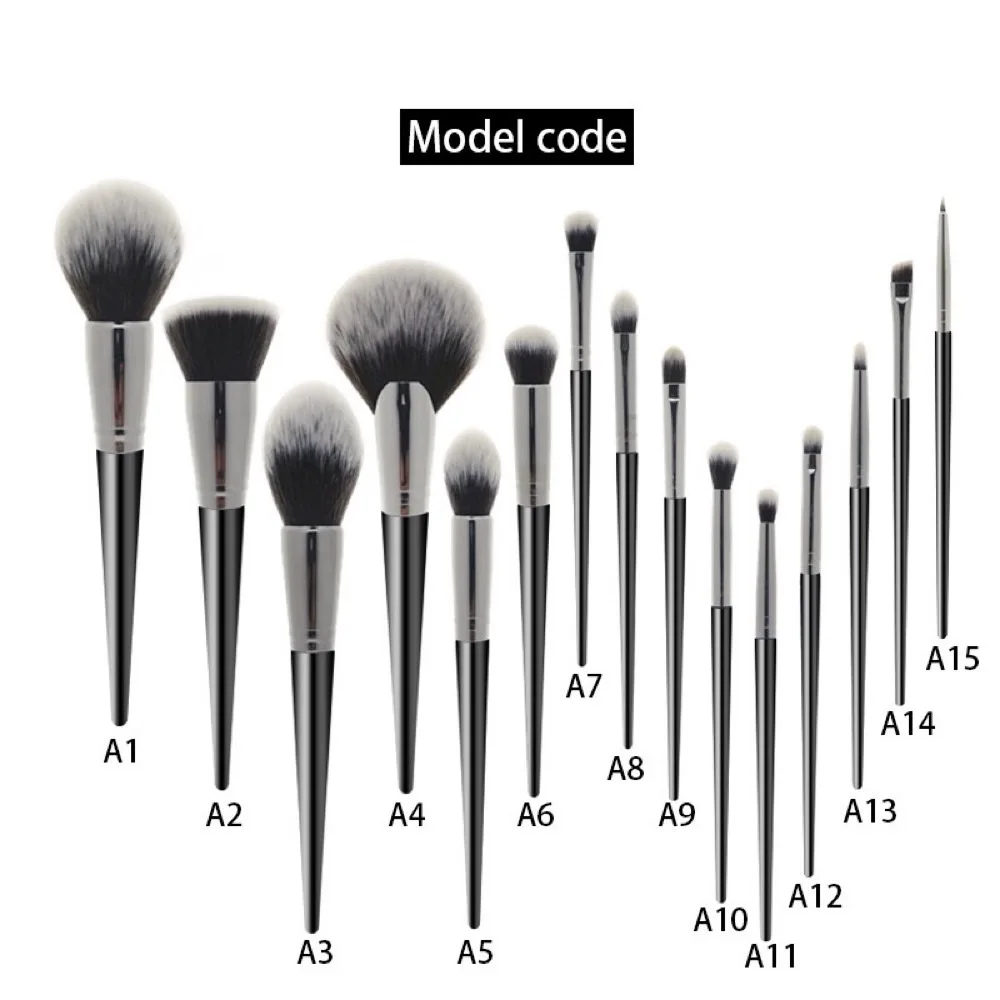15PCS visoke kakovosti black naravnih sintetičnih las lepoto ščetka, primerna za ličila umetnik strokovno ličila brush set komplet orodij