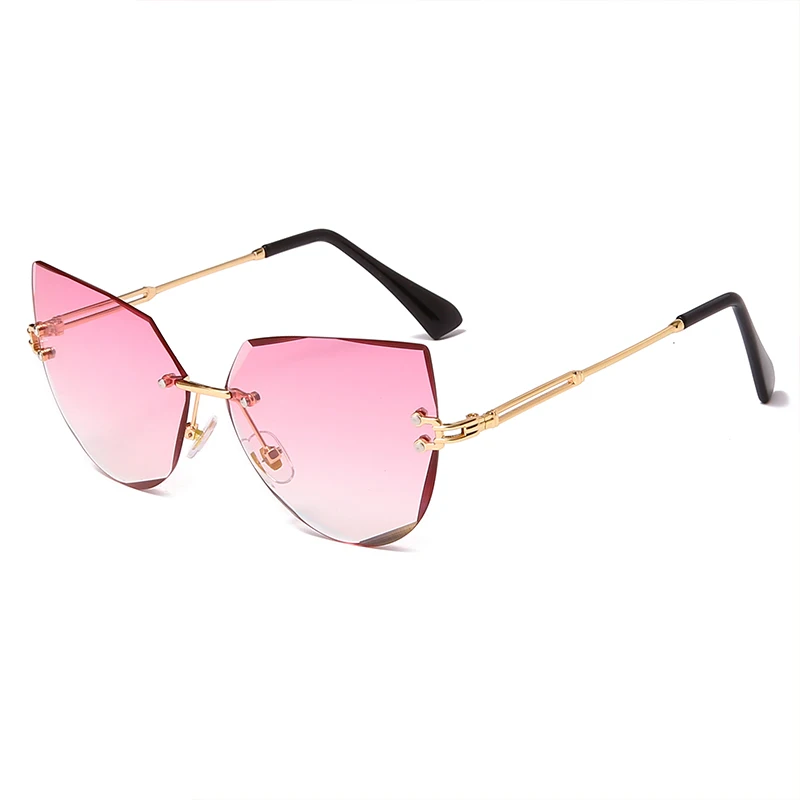 Nova Moda Rimless Mačka Oči, sončna Očala blagovne Znamke Oblikovalec Ženske Kovinska sončna očala Luksuzni Lady UV400 Odtenki Očala Oculos de sol