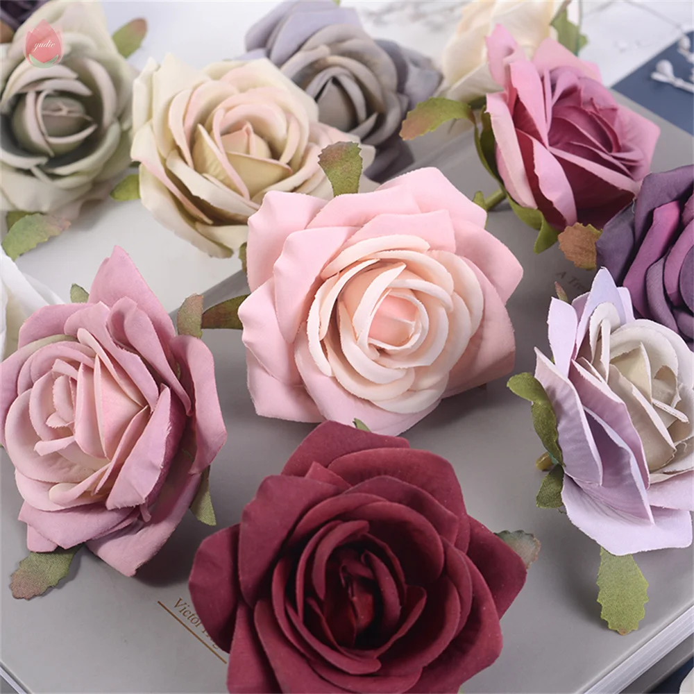 2/10pcs 7CM Umetne Svile Rose Cvet glave za Poroko cvet stenske dekorativne Doma Dekor DIY Venec Album Darilo Polje Obrti