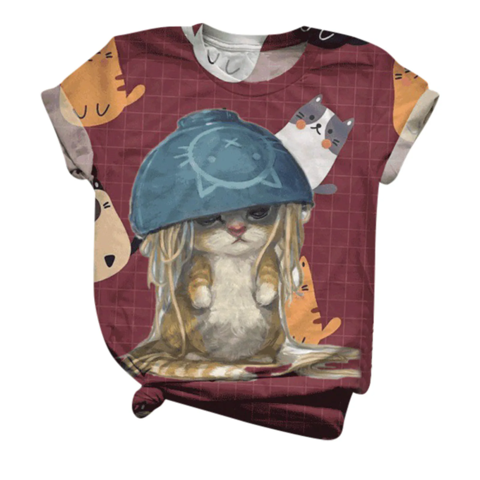 Harajuku Ženska Tshirts Plus Velikost Grafični T Majice Kratek Rokav zmanjšanje Cat Natisnjeni O-vrat Vrhovi Tee T-Shirt Femme Mujer Camisetas