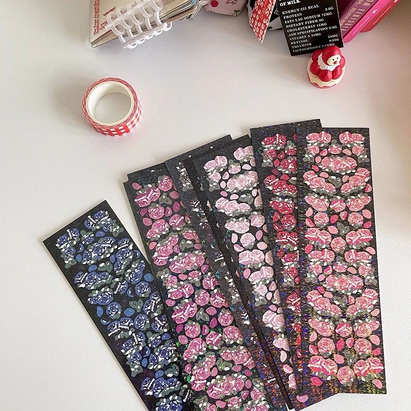 Srčkan Cvet Vrtnice Laser Nalepke korejski DIY Scrapbooking Materiala, Dekorativne Nalepke, Dnevnik Idol Album Kawaii Tiskovine