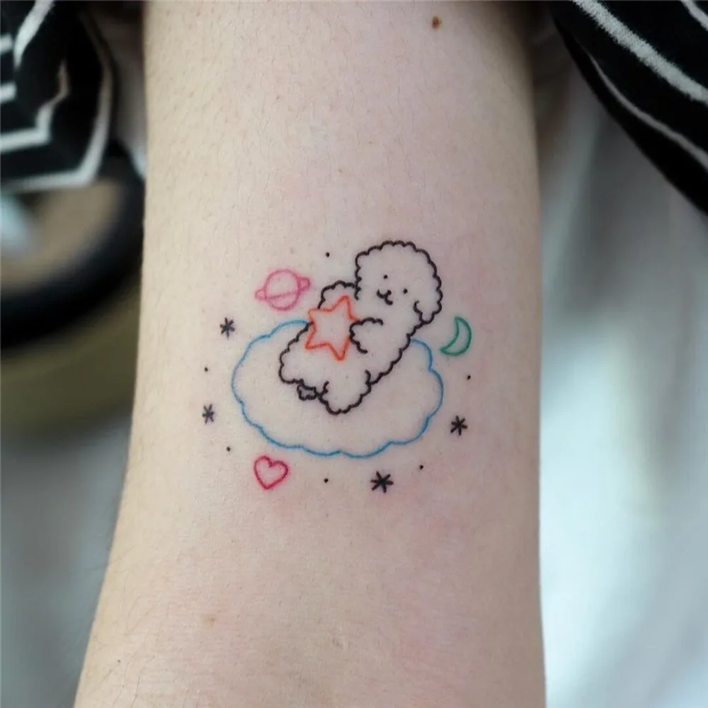 Nepremočljiva Začasni Tattoo Nalepka je Lepo Risanke Dinozaver Luna Star Oblak Tatto Flash Tattoo Ponaredek Tetovaže za Otroke, Moške, Ženske