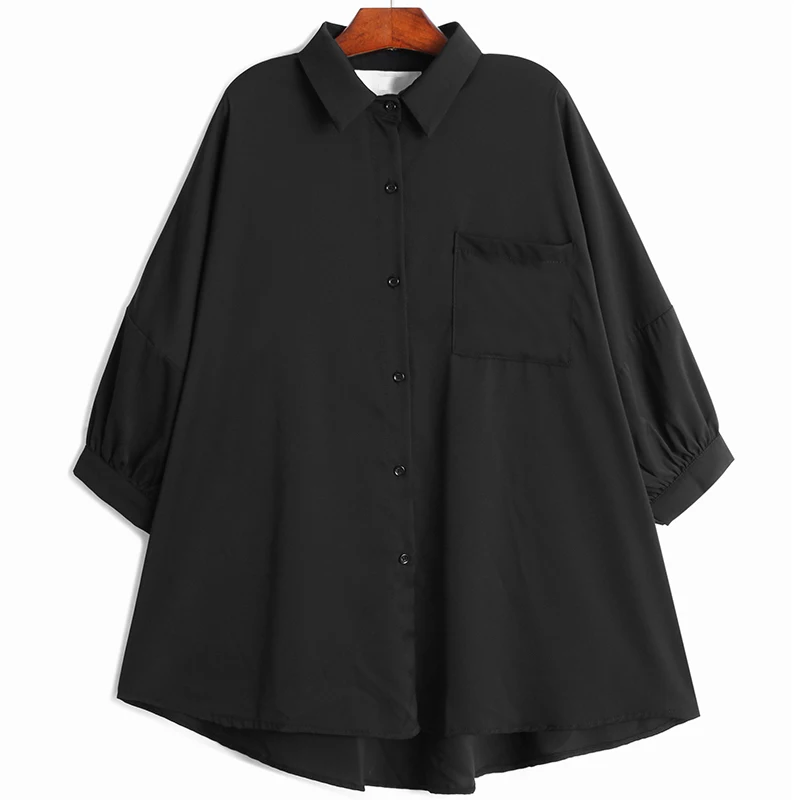 [EAM] Žensk Black Priložnostne Tiskanih Šifon Bluzo River tričetrt Rokav Ohlapno Majico Moda Plima Pomlad Poletje 2021 1DD8926