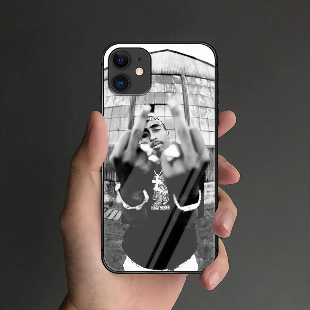 Tupac 2pac rapper Telefon Kaljeno Steklo Primeru Kritje Za IPhone 6 6S 7 8 11 12 X X X X Xr Xs Se 2020 Max Pro Plus Mini Črn Etui Nazaj