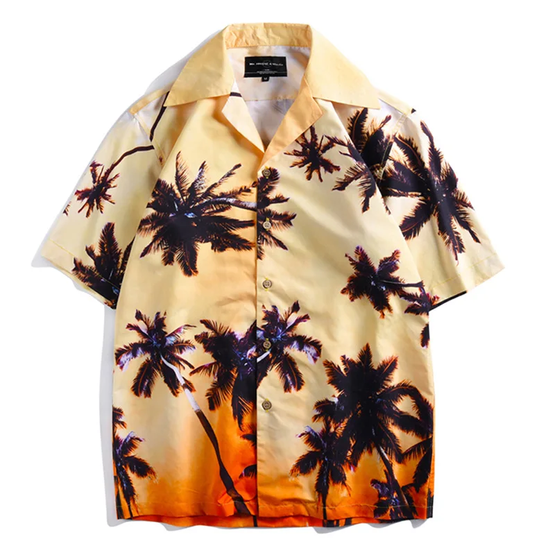 2021 Kitajski Žerjav Tiskanja Moške Hawaiian Majica Japonski Modni Harajuku Retro Svoboden Priložnostne Plaži, Poletne Majice Kratek Rokav