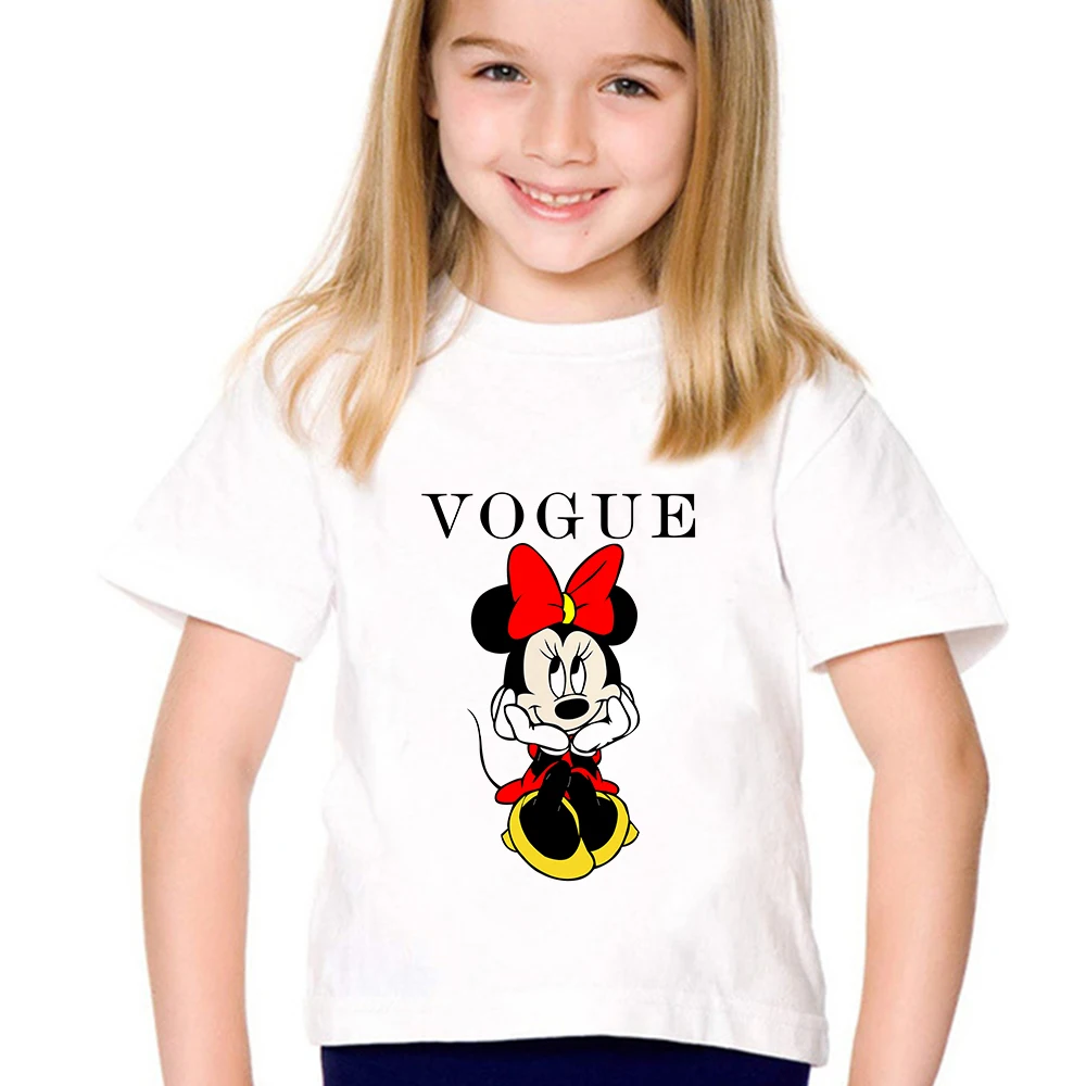 Nov Prihod otroška T-shirt Mickey mouse (Miška Minnie Tiskanja Poletje Dekle Tee Kratek sSleeve Srčkan Priložnostno Street O-vratu Otroška Oblačila
