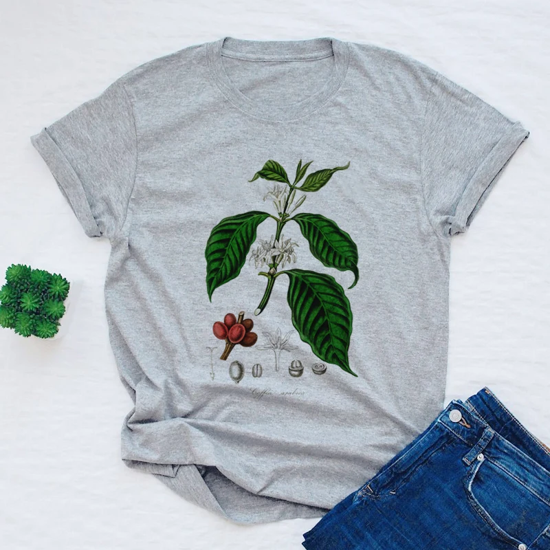 Moda poletni T-shirt Homme 2021 Novo Kava Rastlinski Obrat Tiskanja Umetnosti Botanika Bloom Sadje Cvet Vroče Zabave T-shirt