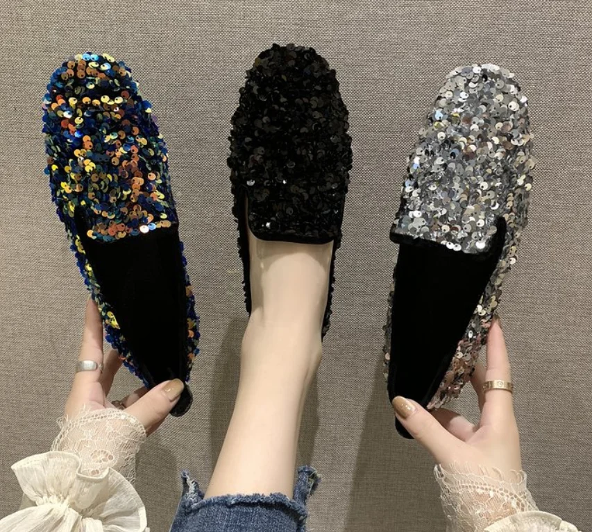 Ženske Ravno Bleščeče Superge Sequined Ravno Čevlji Priložnostne Žensk Mehka Podplatom Retro Čevlji Loafers Zapatos De Mujer 2020