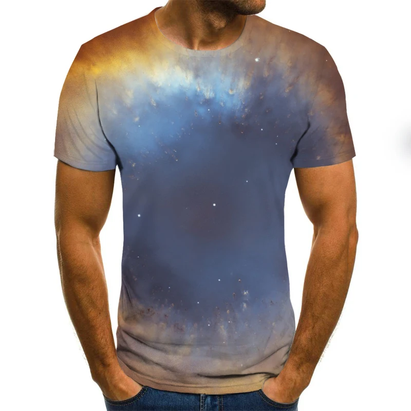 2021 Nova Moda, moška T-shirt zvezdno Nebo, Vrhovi Poletje Krog Vratu Majica Trendy Ulične 3D Tiskanih Kratek Rokav Slog