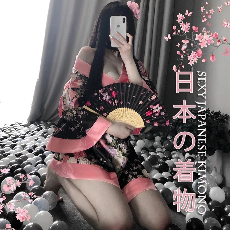 Kimono Obleka Ženska Sakura Japonski Slog Gejša Kostum Seksi Kopalni Plašč Yukata Pižamo Dekle Seksi Perilo Nightgowns Oblačila Stranka