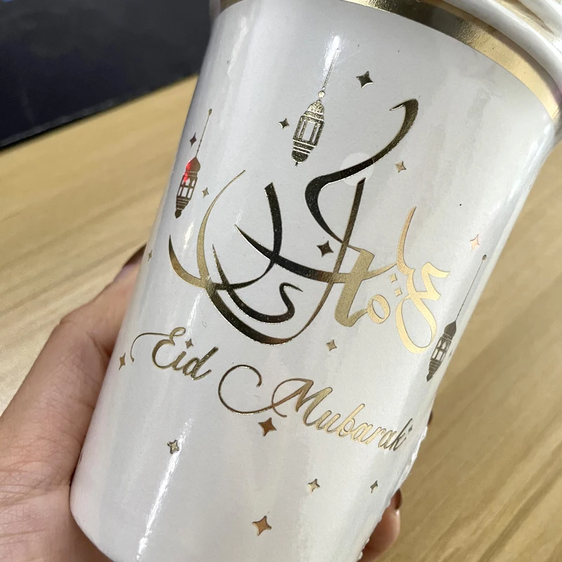 8Pcs Eid Razpoložljivi Rhombus Namizna Zlati Žigosanje Papir Pokal Papir, Tablice Za Ramadana Doma Dekoracijo Ramadana Mubarak Kareem
