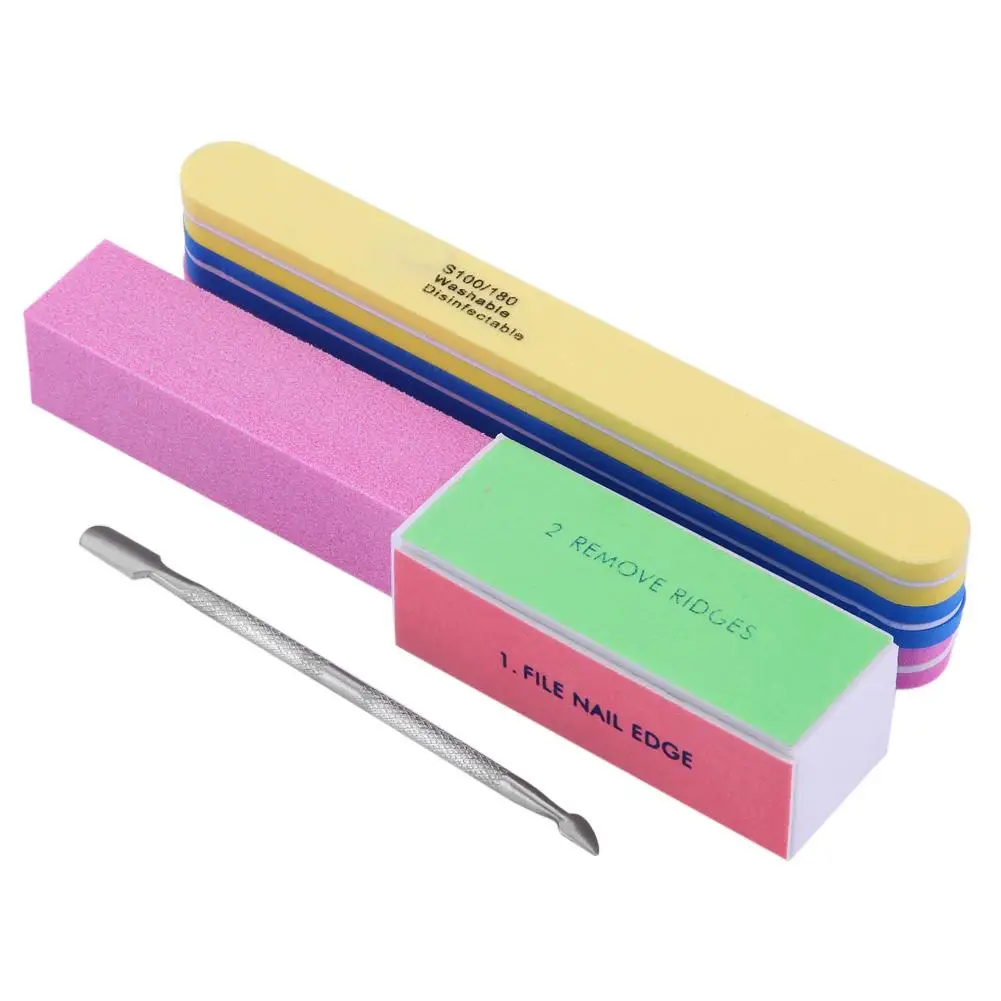 6pcs/Set Nail File Kits Buffing Polishing Dead Skin Pusher Manicure Tools