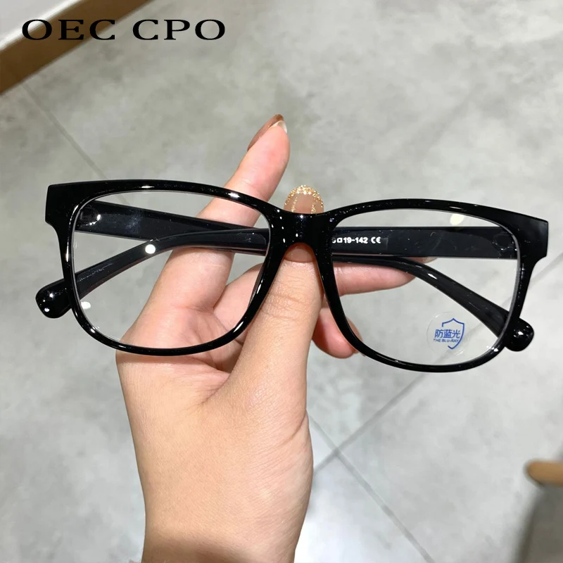 OEC CPO Letnik Črni Kvadrat Očal Okvir Ženske Optični Modni Očala Okvirji Retro Jasno Objektiv Plastična Očala O889
