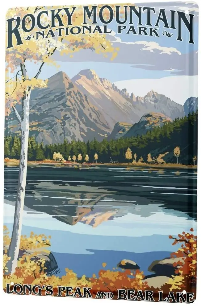 OD leta 2004 Tin Prijavite Kovinsko Ploščo, Dekorativni Prijavite Doma Dekor Plošč Pustolovec Rocky Mountain National Park
