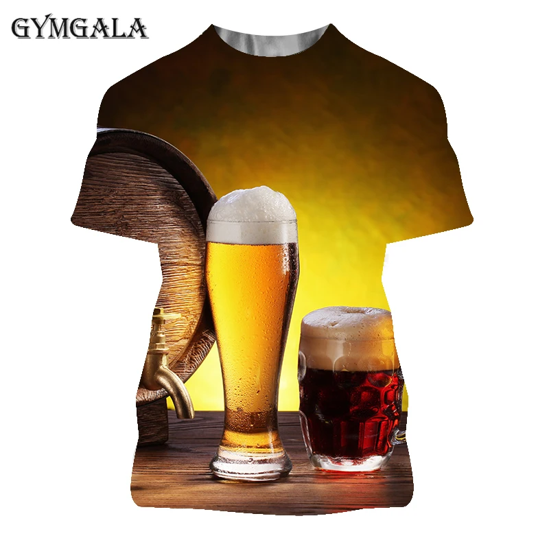 Poletje T-shirt 3D/pivo/pisma/poker/tiskanje moških in žensk zabavno novost T-shirt O-vratu kratek rokav top moda ulica T-shirt