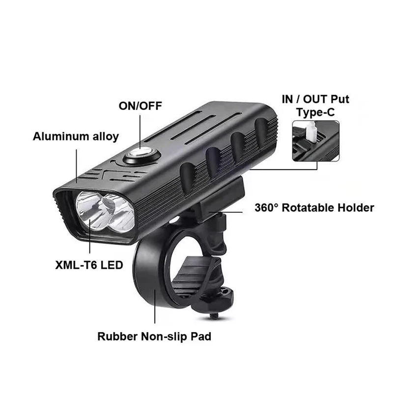 Kolo Svetlobe USB Polnilne 3000 Lumnov Svetlobe Tip C Kabel Izposoja Smerniki 5 Super Svetla LED Bliskavico Spredaj Nazaj Zadnja Luč