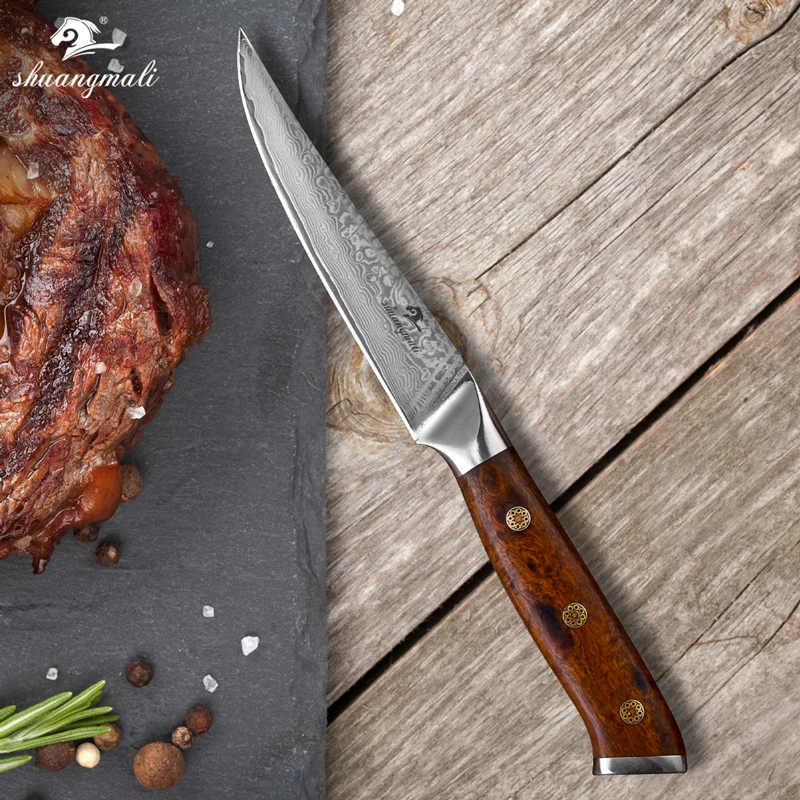 Shuangmali 4.5 Palčni Kuhinjski Nož Steak VG10 Jedro Damask Jekla Kuhar Pripomoček Ostrimi Noži Kuhanje Cleaver Mesa Rezanje Nož