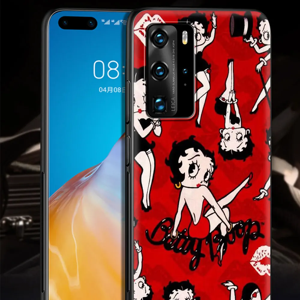 Betty Boop Novo Črno Mehko Kritje za Huawei P30 P40 Lite P smart Z Y6 Y7 2019 za Čast 9X Pro 8X Igrajo 9A 9S TPU Primeru Telefon