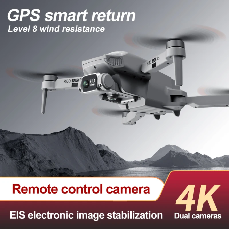 2021 NOVO K80Air 2S GPS Brnenje 4K Poklicno EIS HD Dual Camera Brushless Motor 28mins RC Zložljive Quadcopter Fant Najboljših Darila Igrače