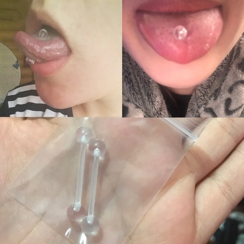 2PCS Akril nevidno Jezika Stud Hrustanca Piercing Uhani mehko Pregleden Ustnice Obroč Telo Septum Nakit Telo 1.6 mm*16mm