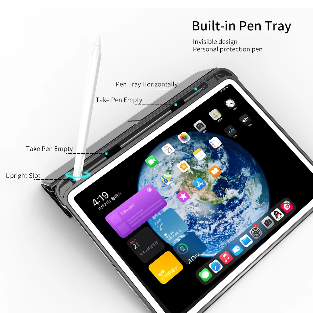 Ohišje Za iPad Pro 11 Zrak 4 leta 2020 10.2 2020 7. 8. Generacije Z Svinčnik Imetnik Smart Cover Za iPad 8 Air 2 3 Mini 5 2019 Primeru