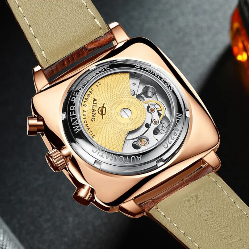 Švicarski znane blagovne znamke gledati kronograf kvadratnih velike izbiranje watch votlih nepremočljiva nove moške mode samodejno mehanska ura