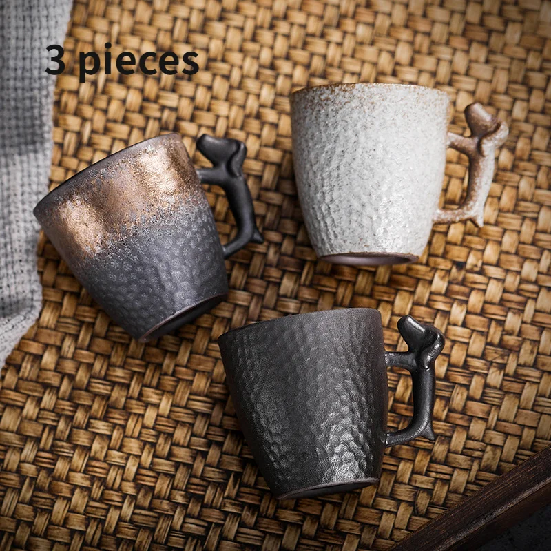 Retro Grobe Keramike Espresso Skodelico Kave Ustvarjalne Japonski Slog Teacup Majhne Keramične Skodelice Pes Ročaj Kung Fu Čaj, Set za Pisarno