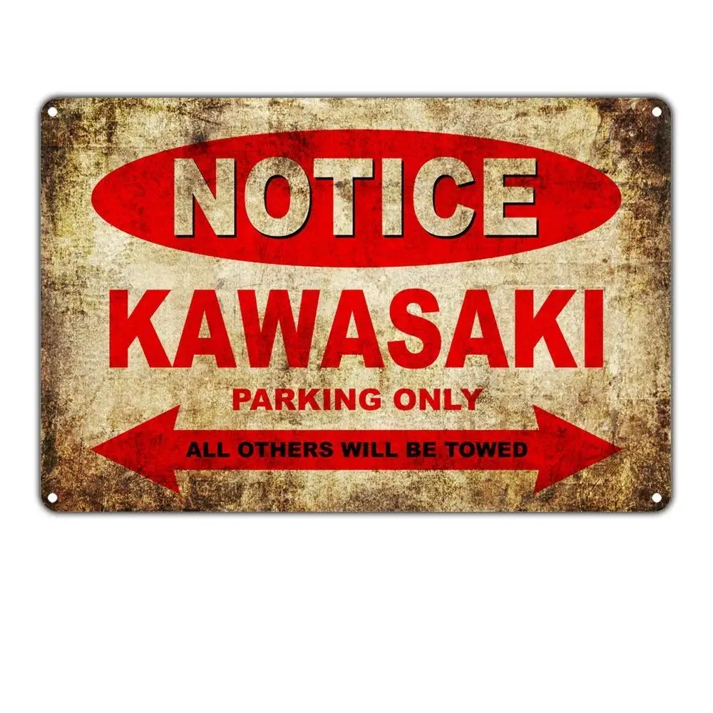 Obvestilo Motorna kolesa Kawasaki Parkiranje Le Tin Prijavite Letnik Steni Plakat Retro Železa Barvanje Kovinske Plošče, Pločevine za Bar Cafe Garaža