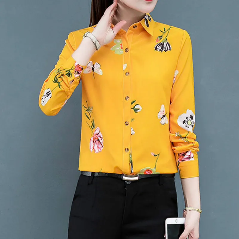 Novi Prihod Pomladi Jeseni Slim Dno Vrhovi Eleganten Modni Urad Natisne Majica Ženske Bluze Korejski Šifon Srajce Blusas
