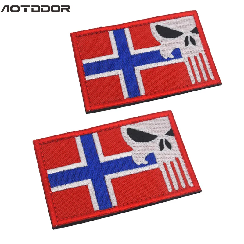 Norveška Punisher Vojno Zastavo Vojaške Vojske Taktično Vezenje Obliži Za Oblačila Oblačila Emblem Appliques Značke