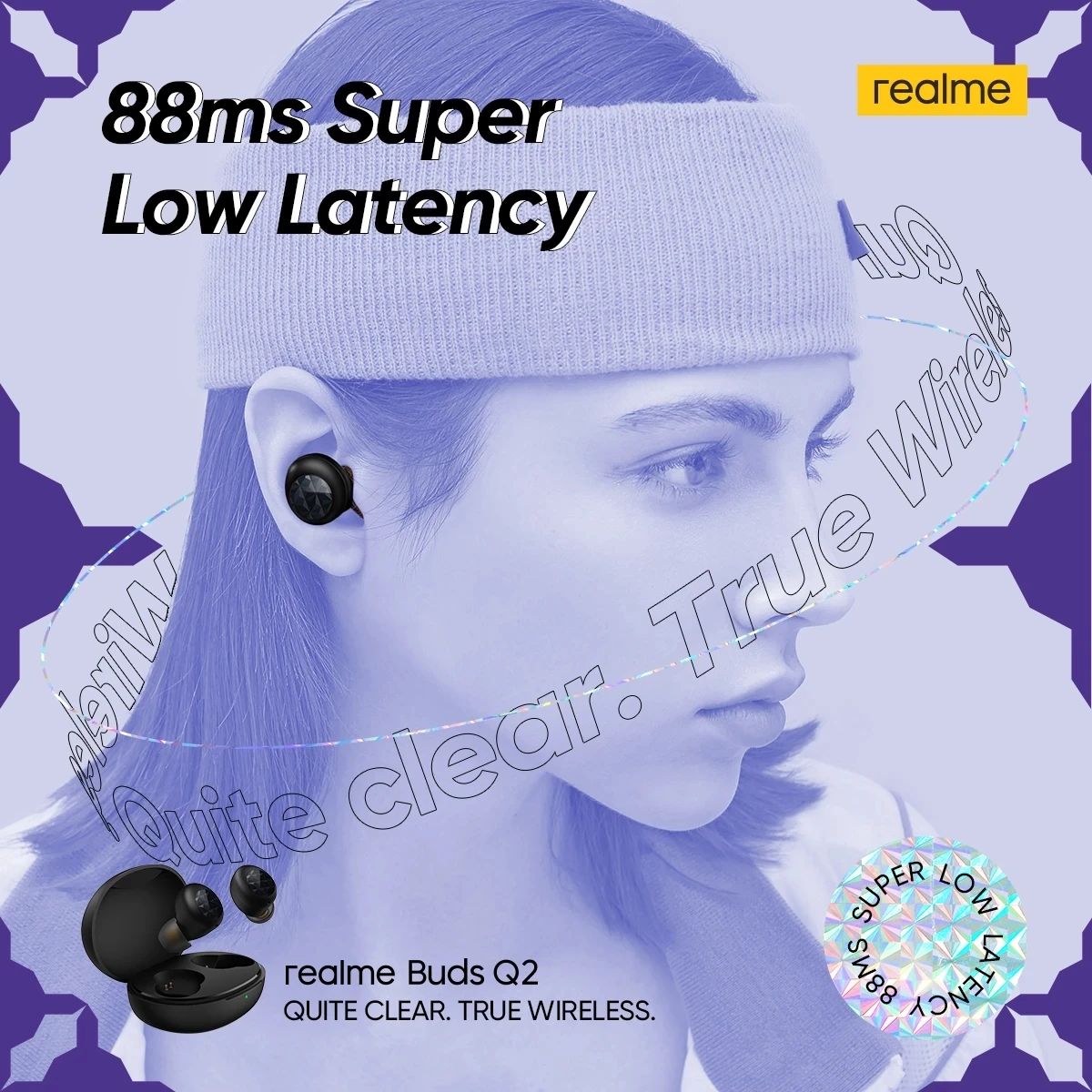 Realme Brsti Q2 TWS Brezžične Slušalke za V uho Slušalke Touch Control 20 Ur Baterije Bluetooth 5.0 88ms Super Low Latency
