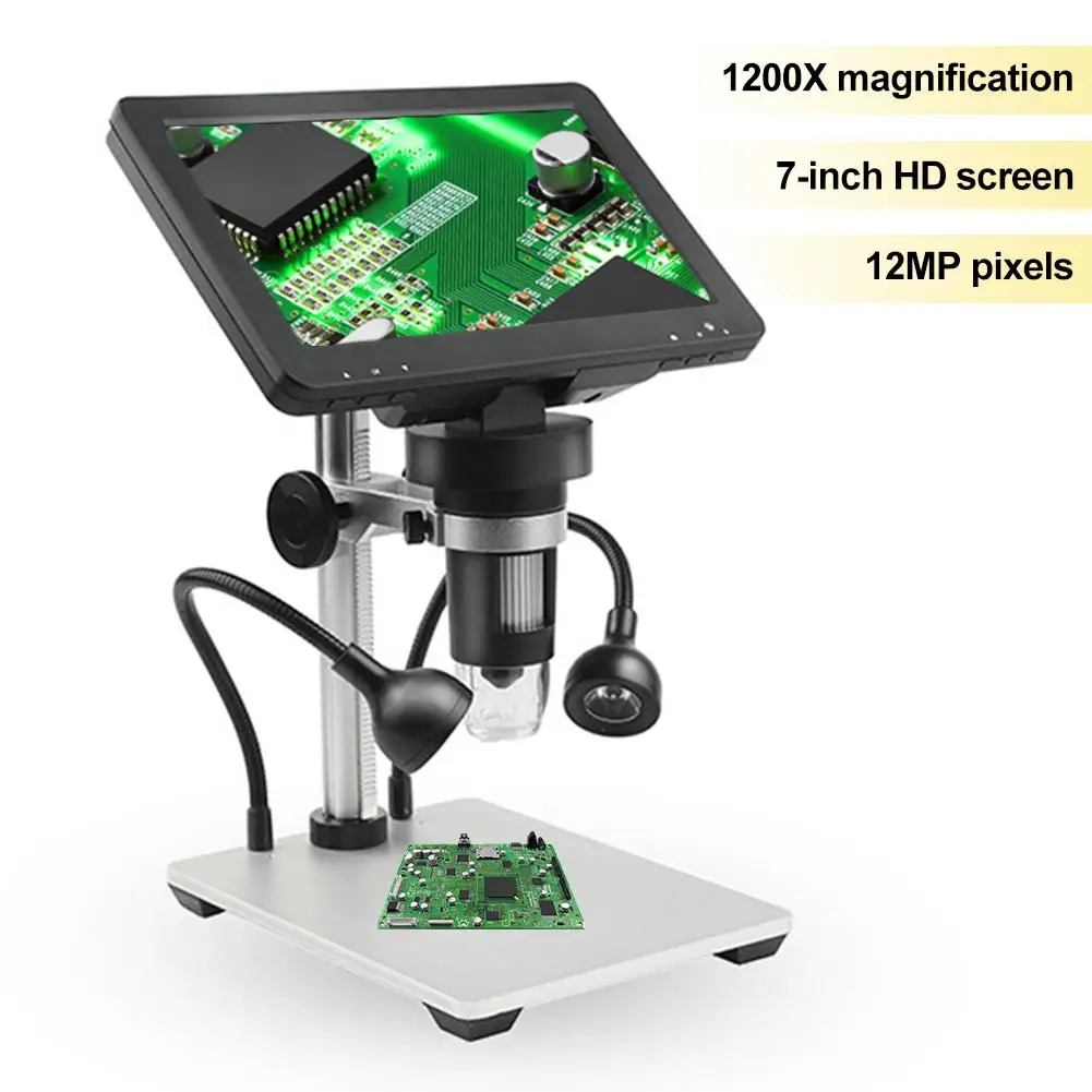 7 Palčni HD Digitalni Mikroskop 1200X Povečava Mikroskopa Primeren Za učenje Vezja Opazovanje Starin