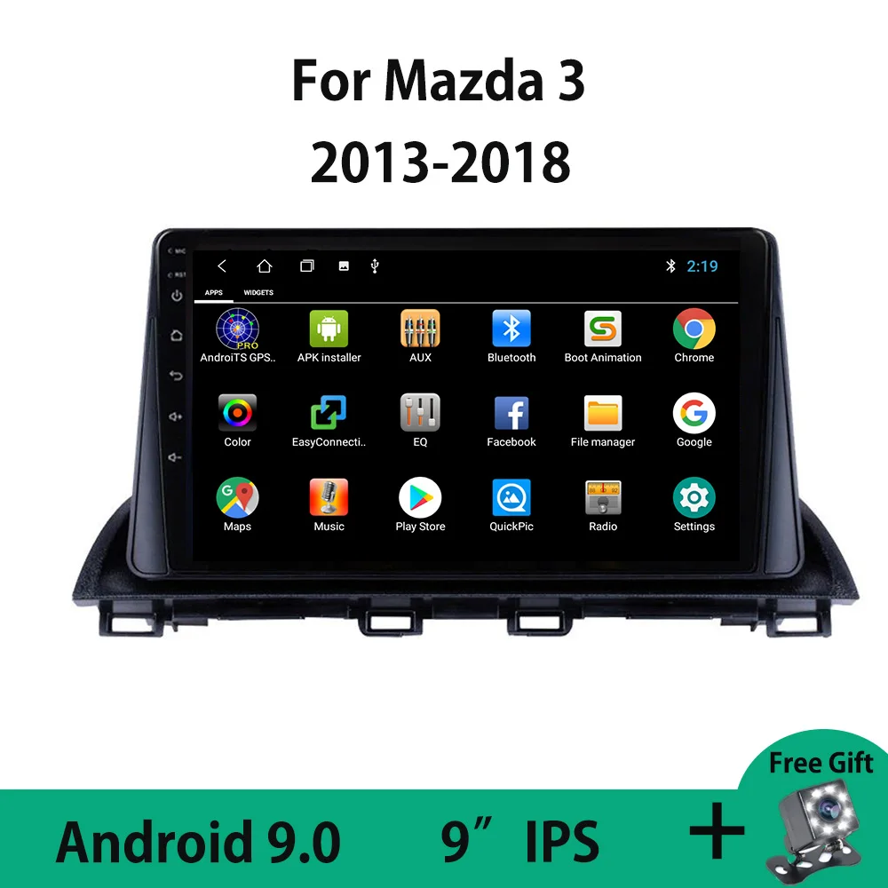 Android 9.0 Quad-Core 2Din avtoradio Večpredstavnostna Video Predvajalnik Navigacija GPS Za Mazda 3 Obdobje 2013-2018 Pogled od Zadaj Kamero, Bluetooth, USB