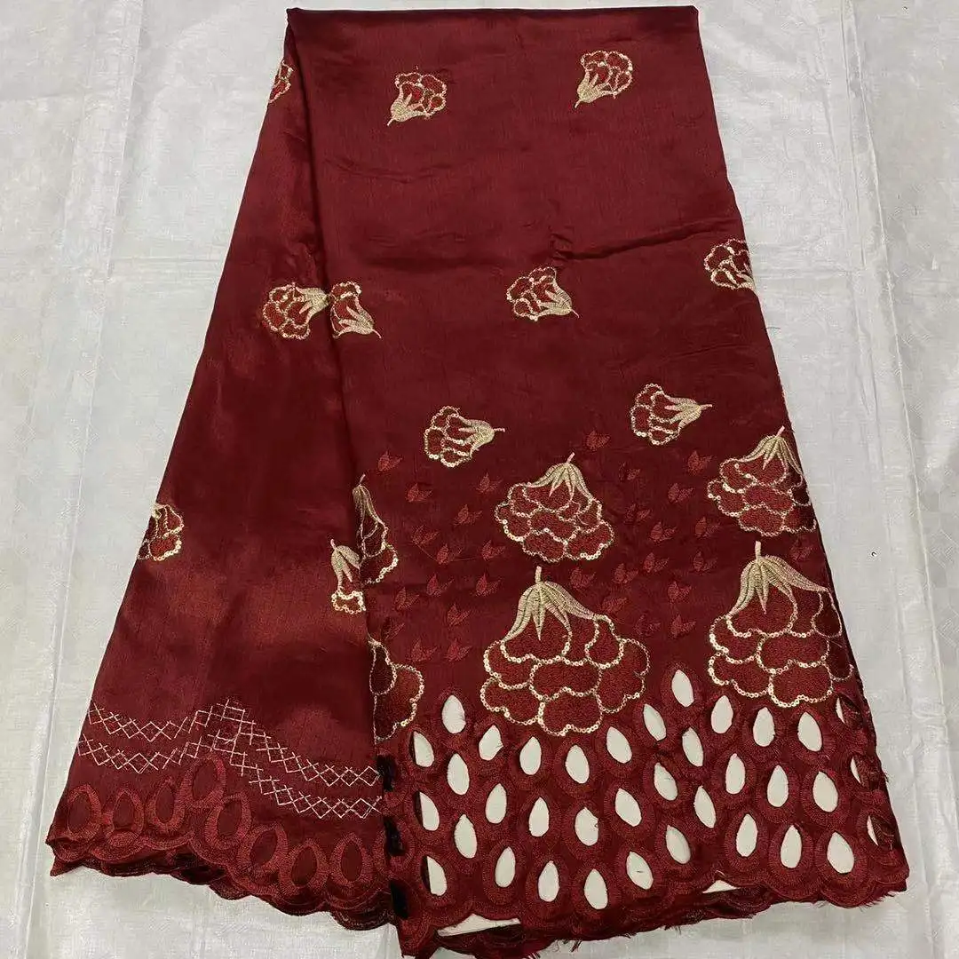 Elegantno Najnovejši Modni Design Lady Burgandy Vino Rdeče Barve George Tkanine za Afriške Aso Ebi Stranke Materiala Indija 2021 GE-010