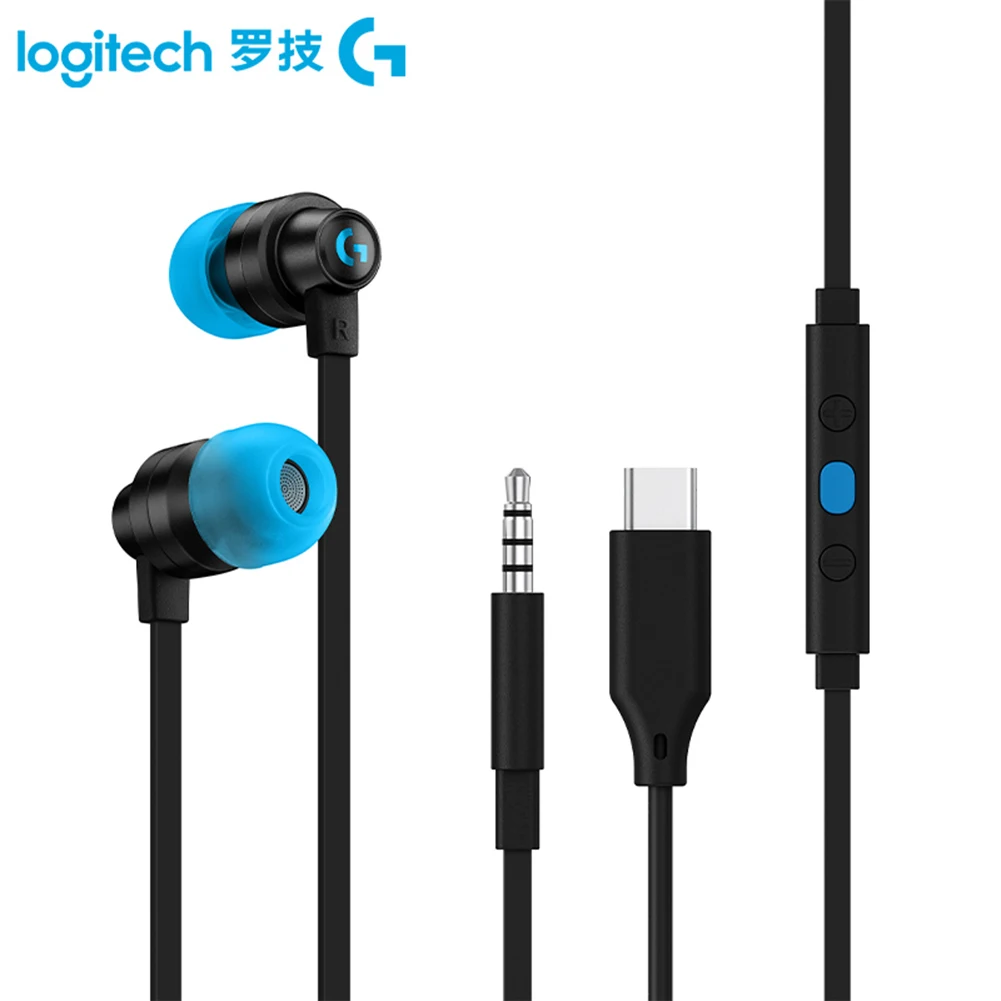 Logitech G333 Gaming Slušalke in-ear Slušalke Z Mikrofon, Prenosni računalnik, Mobilni Telefon, Universal 3,5 mm Vmesnik Tip-C Adapter