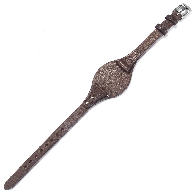 Visoka Kakovost watchband za fosilnih zapestje trak, črna rjava z pladenj pravega usnja, usnjenih trakov 14 mm Moda za ženske zapestnice