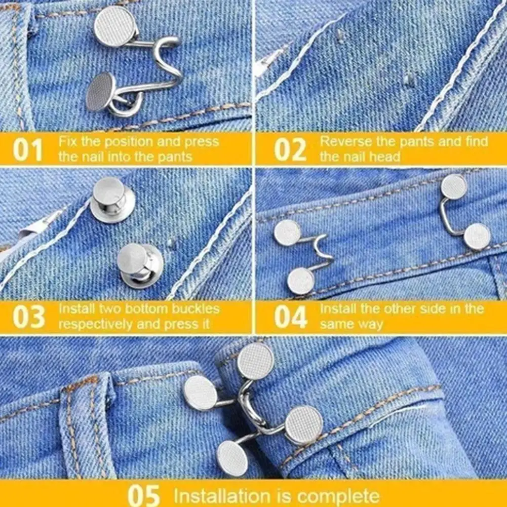 Snemljiv DIY Nevidno Prilagodite Gumb Hlače Pin Za Jeans Pas Šivanje-Brezplačno Zmanjšanje Fit Pogrezljiv Gumb Odlično Skrči Snaps