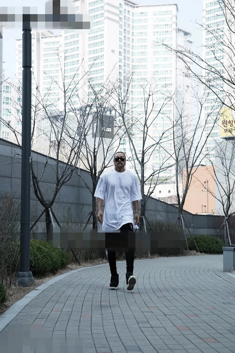 Korejski Poletje Moda Tanke hip-hop ohlapno okoli leader ozadje t-shirt dolgi pure color matching majica