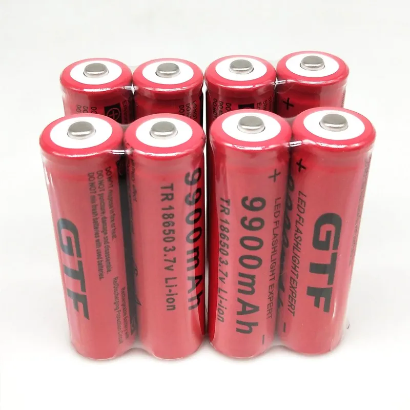 Novo 18650 baterijo GTF 18650 Baterija li-ionska Baterija 3,7 V 9900mAh Akumulatorska Baterija za svetilko, baterije(Rdeča)