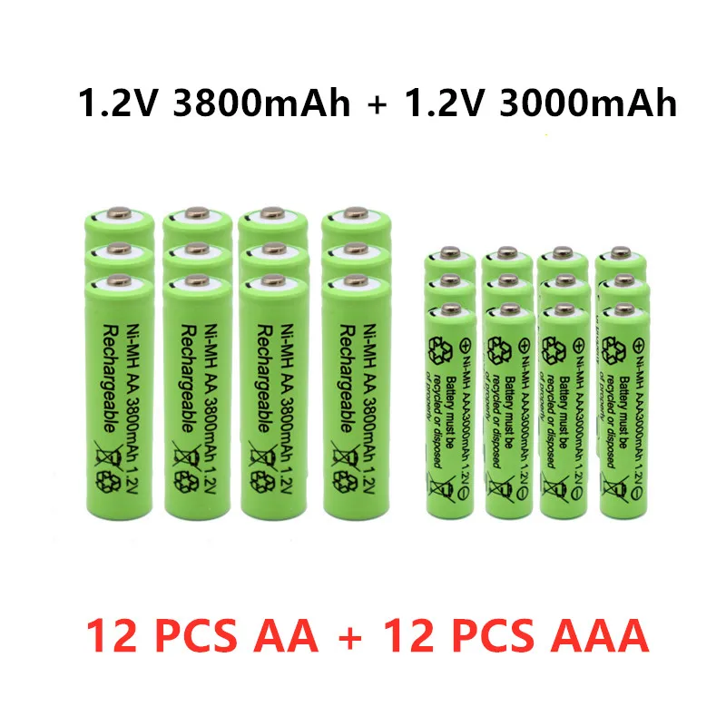 Nov AA 1,2 V 3800mAh NI-MH+1,2 V AAA 3000 mAh Rechageable baterija NI-MH baterije