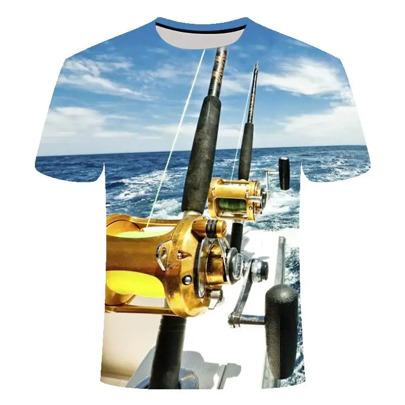 2021 novih ribolovnih t-shirt slog priložnostne 3D tiskanje digitalnih ribe t-shirt moški t-shirt poletje kratek rokav krog vratu vrh