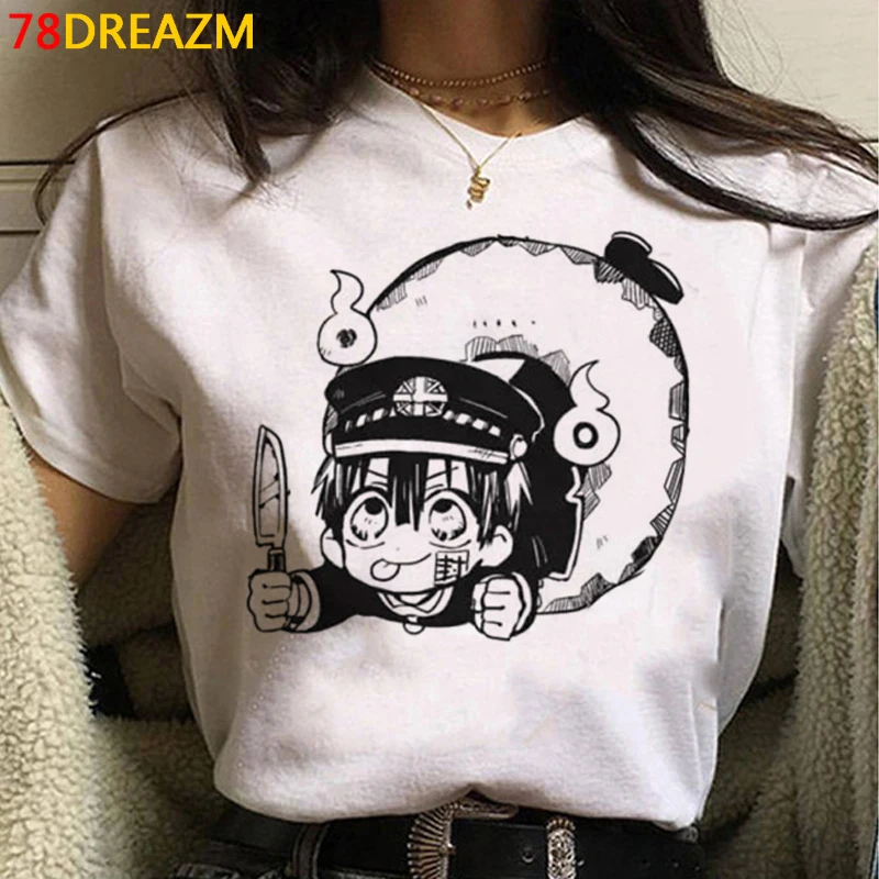Japonski Anime Print Majica s kratkimi rokavi Ženske Risanka Kawaii Vrhovi Hanako Kun Natisnjeni Tees Unisex Harajuku T-shirt
