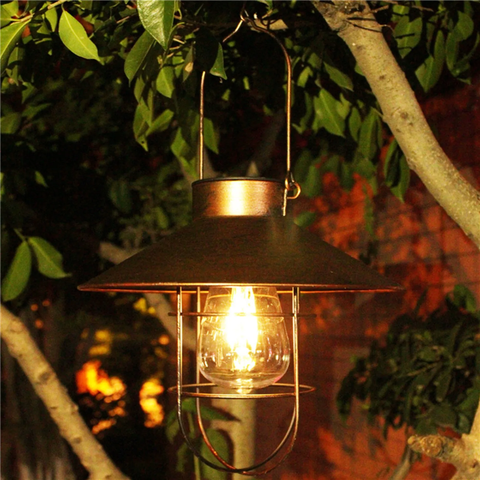 @Retro Sončna Luč na Prostem Lestenec Vintage Sončna Vrt Svetlobe Železa Svetilka LED Žarnice Vrt, Dvorišče Terasa Pot Dekor