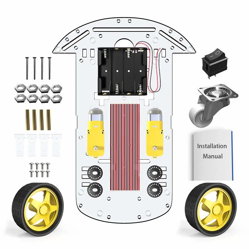 DIY 2WD Smart Robot Avto Ohišje, Komplet z 2 Motor (1:48) Hitrost Kodirnik Polje Baterije za Arduino UNO Projekta Modul Dodatki