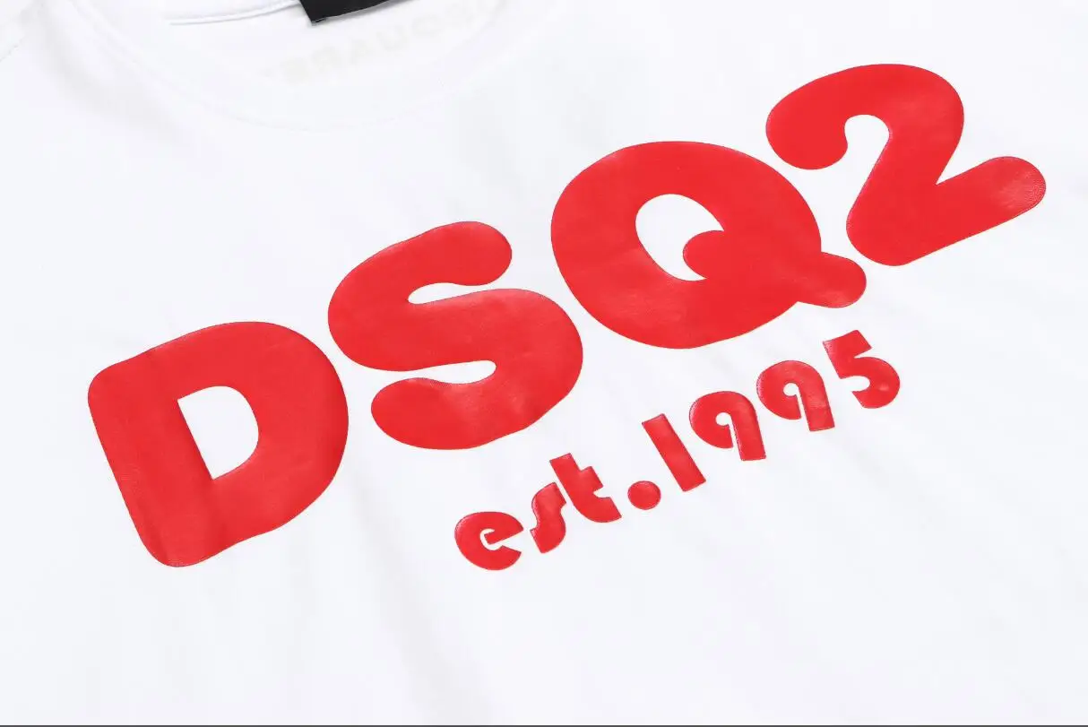 Dsq2 Bombaž Pismo Tiskanja Kratek sleeved majica s kratkimi rokavi Top 858#