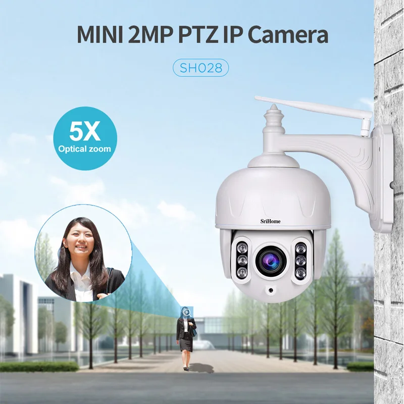 Srihome SH028 3.0 MP Zunanja IP Kamera Nepremočljiva 5X Optični Zoom Wifi Kamera 360 P2P 2-Way Audio Brezžični Nadzor CCTV PTZ